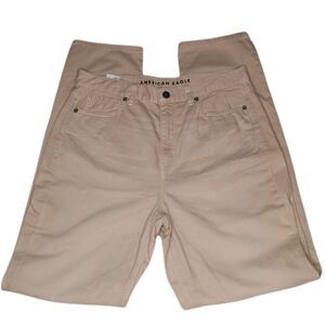 𝅺American Eagle Outfitters Mom Jean High Rise Extra Long Inseam Neutral Tan 10